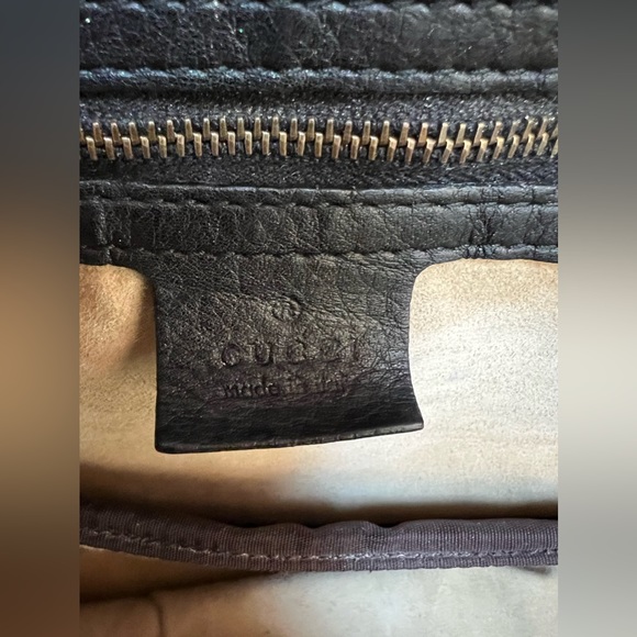 SOLDSOLDSOLDAuthentic Pre owned Gucci 1973 Black Pebbled Leather Top Handle Bag - Picture 17 of 17